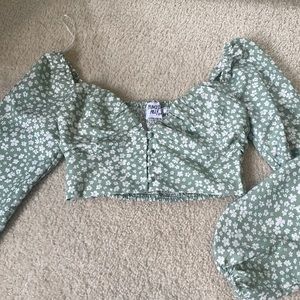 Spring Green Flower Top